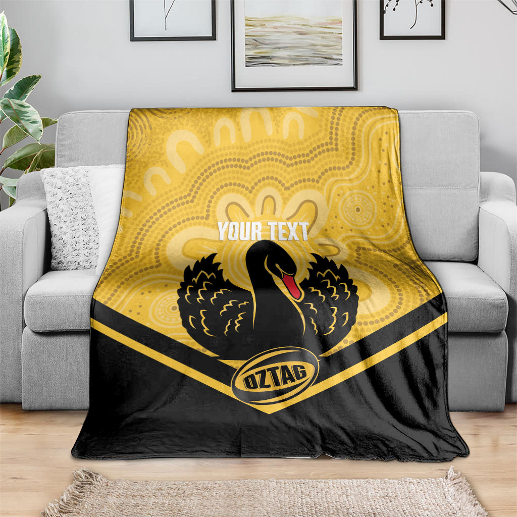 Western Australia Oztag Custom Blanket WA Black Swan Indigenous Art