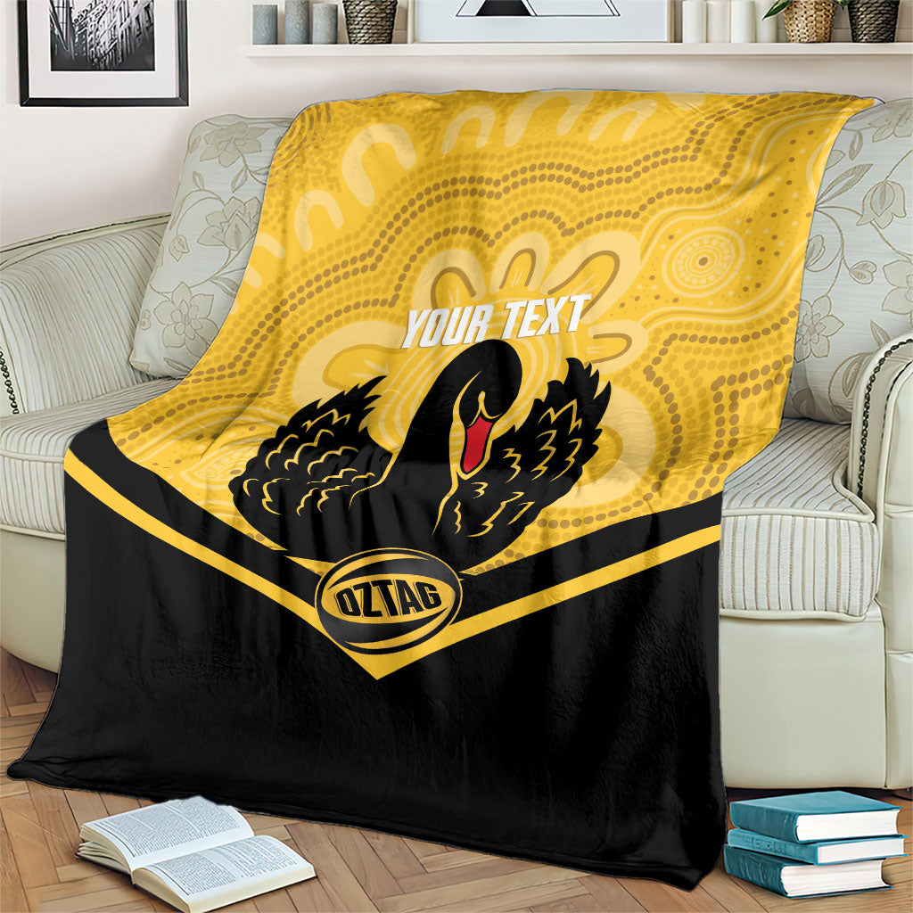Western Australia Oztag Custom Blanket WA Black Swan Indigenous Art
