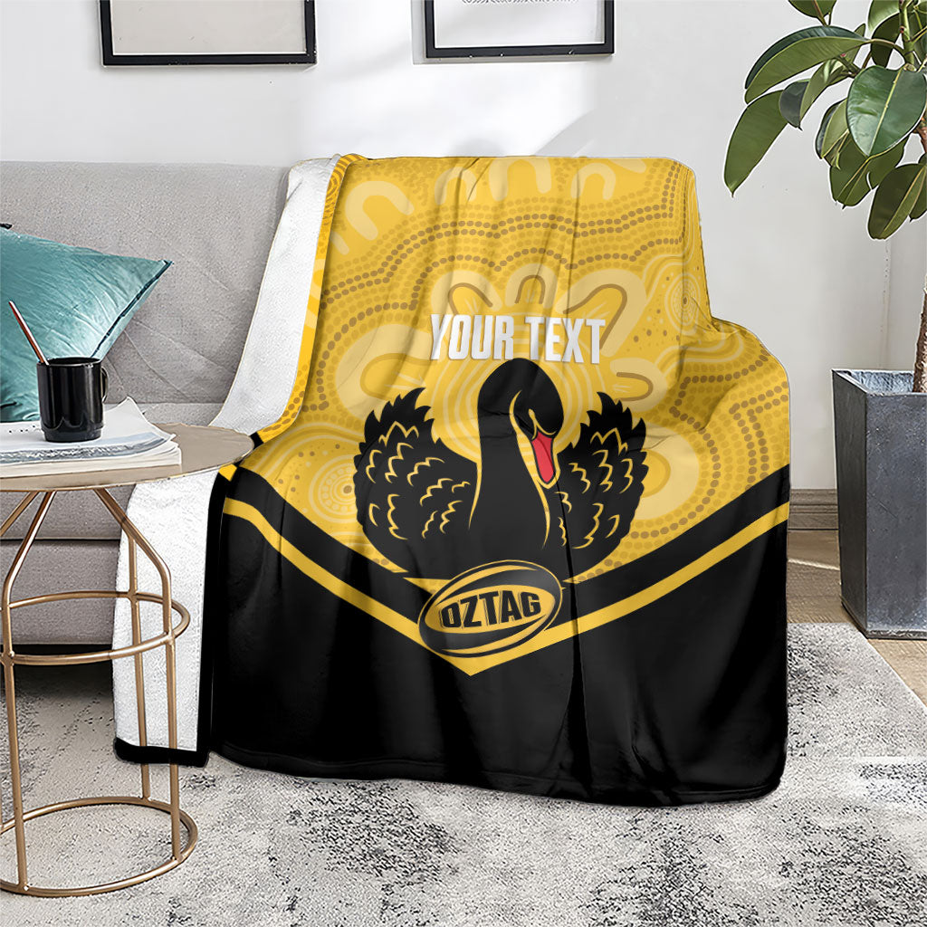 Western Australia Oztag Custom Blanket WA Black Swan Indigenous Art