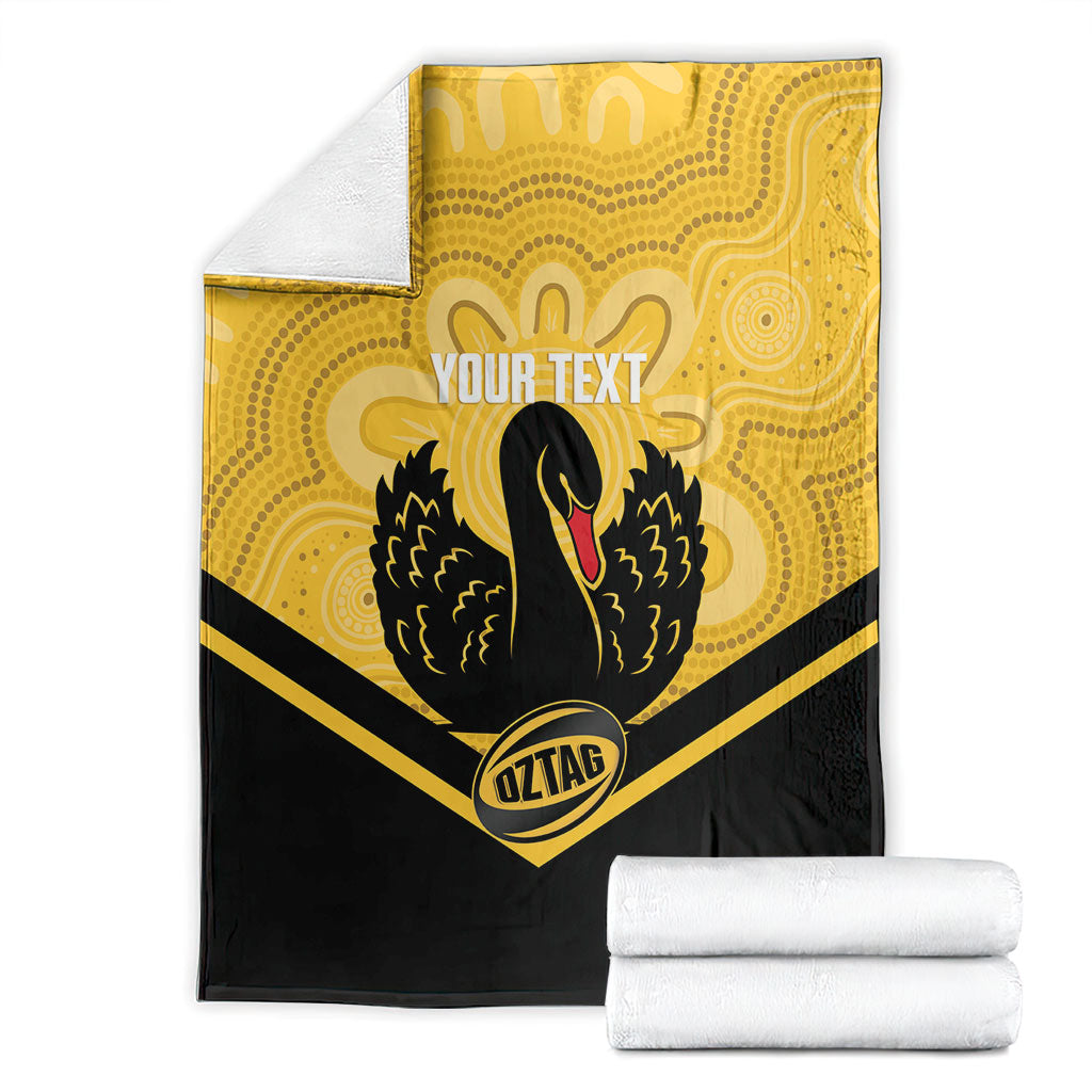 Western Australia Oztag Custom Blanket WA Black Swan Indigenous Art