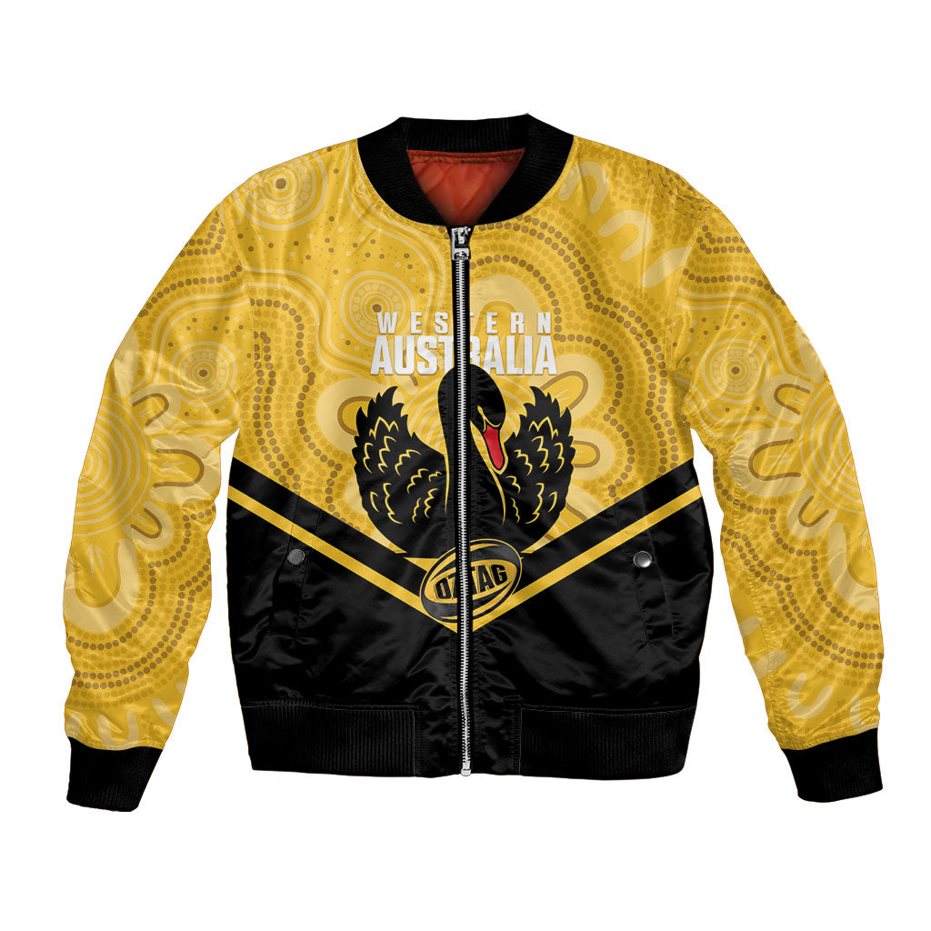 Western Australia Oztag Custom Bomber Jacket WA Black Swan Indigenous Art