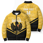 Western Australia Oztag Custom Bomber Puffer Jacket WA Black Swan Indigenous Art