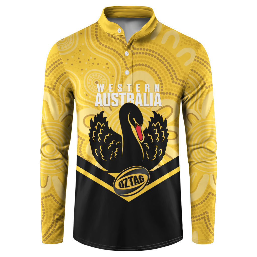 Western Australia Oztag Custom Button Sweatshirt WA Black Swan Indigenous Art