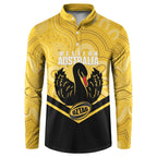 Western Australia Oztag Custom Button Sweatshirt WA Black Swan Indigenous Art