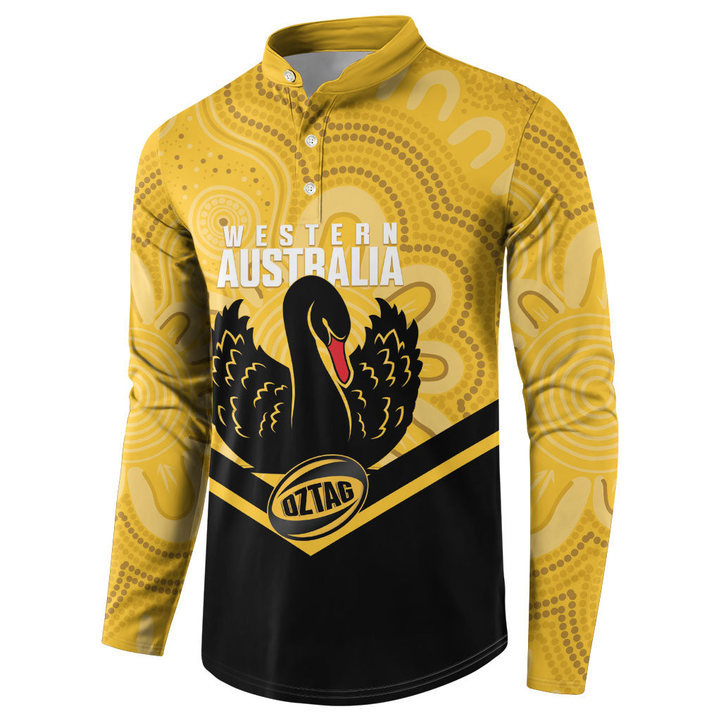 Western Australia Oztag Custom Button Sweatshirt WA Black Swan Indigenous Art