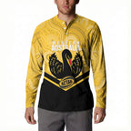 Western Australia Oztag Custom Button Sweatshirt WA Black Swan Indigenous Art