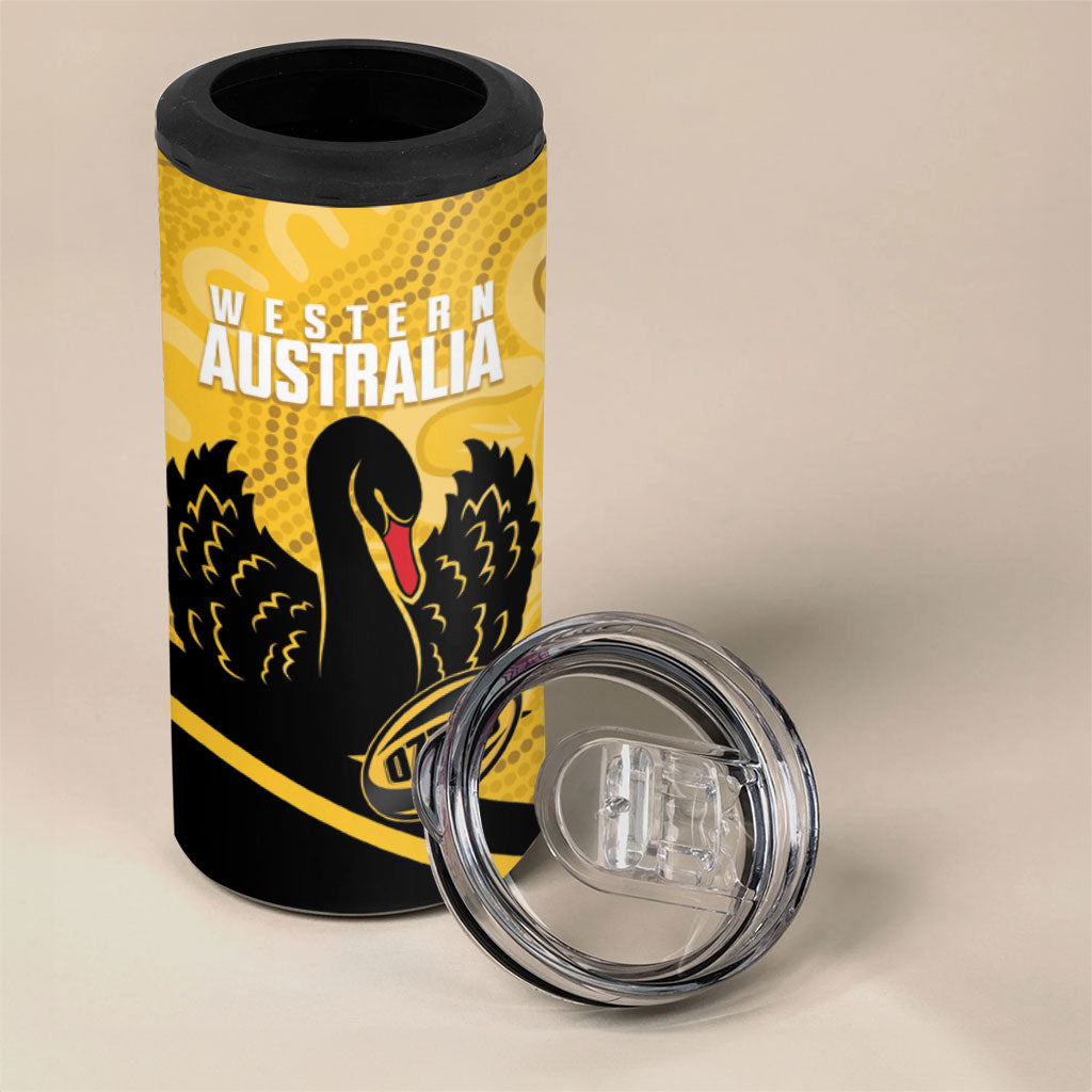 Western Australia Oztag Custom 4 in 1 Can Cooler Tumbler WA Black Swan Indigenous Art