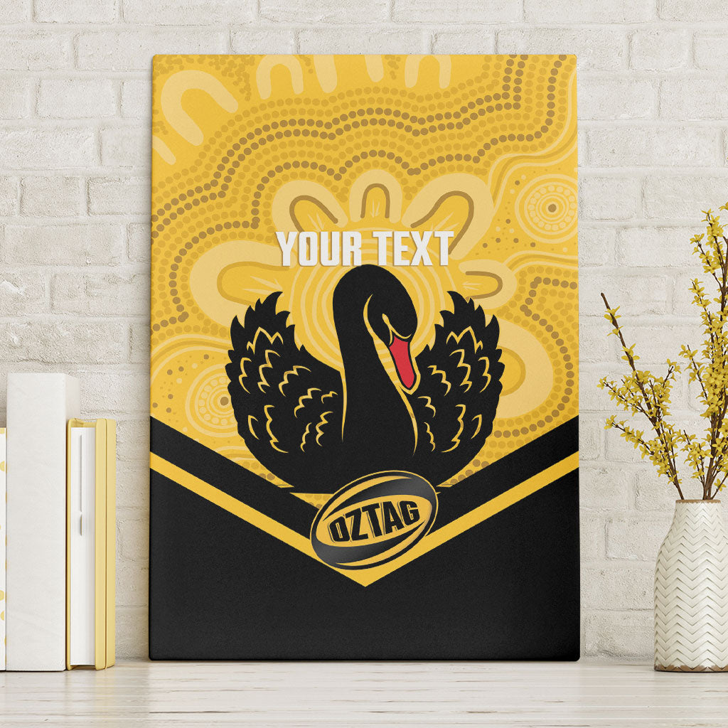 Western Australia Oztag Custom Canvas Wall Art WA Black Swan Indigenous Art