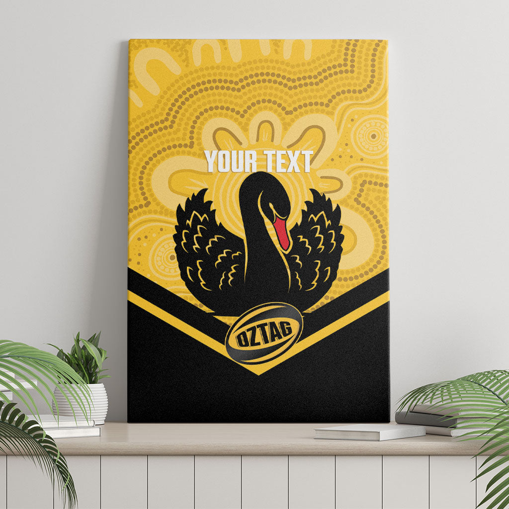 Western Australia Oztag Custom Canvas Wall Art WA Black Swan Indigenous Art