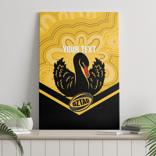 Western Australia Oztag Custom Canvas Wall Art WA Black Swan Indigenous Art