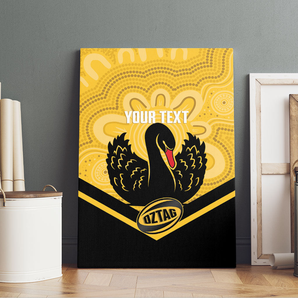 Western Australia Oztag Custom Canvas Wall Art WA Black Swan Indigenous Art