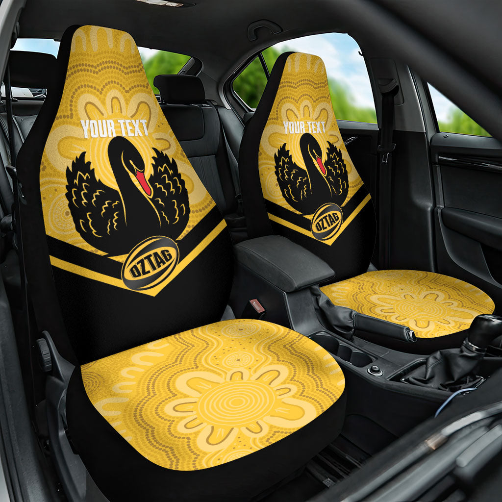 Western Australia Oztag Custom Car Seat Cover WA Black Swan Indigenous Art