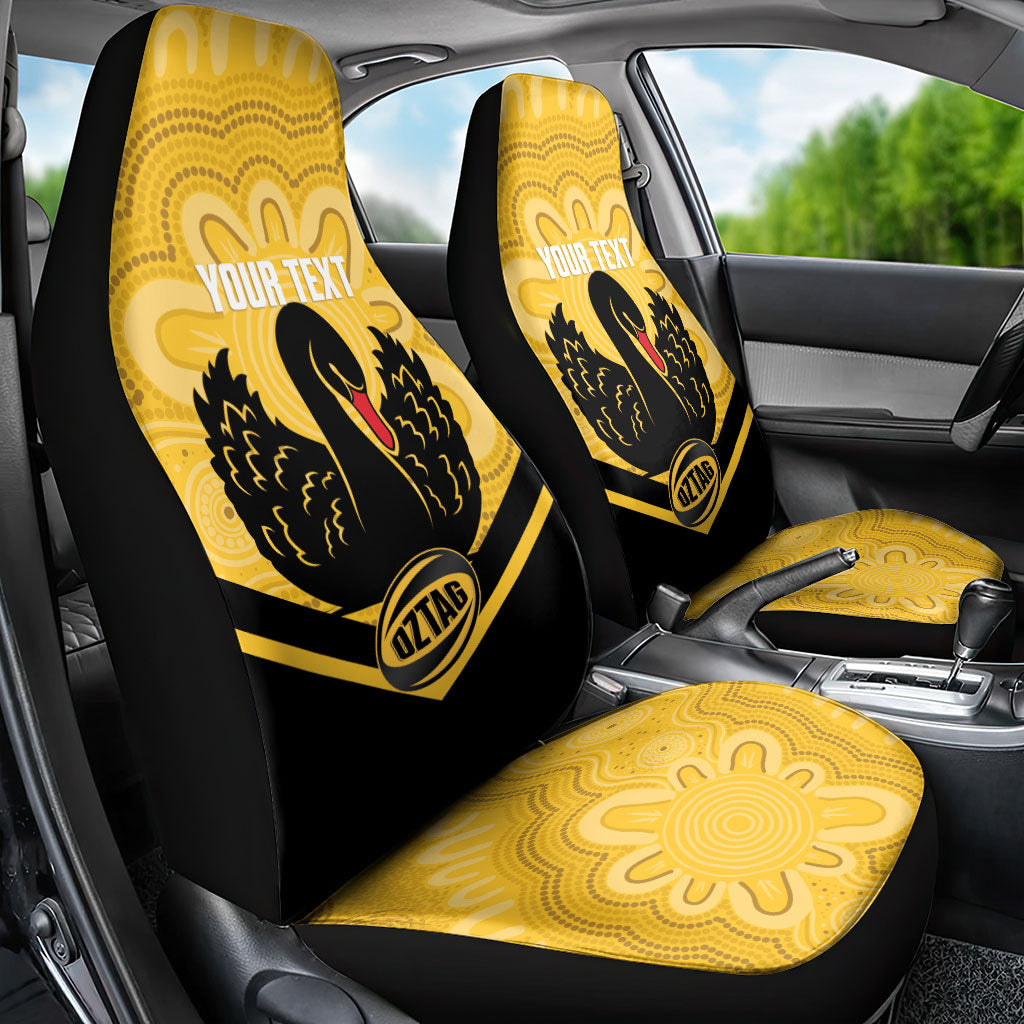 Western Australia Oztag Custom Car Seat Cover WA Black Swan Indigenous Art