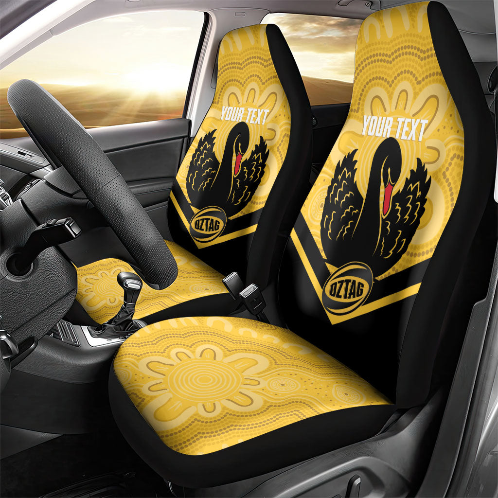 Western Australia Oztag Custom Car Seat Cover WA Black Swan Indigenous Art
