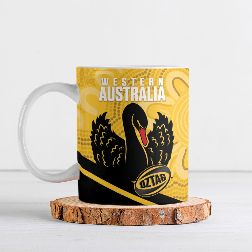 Western Australia Oztag Custom Ceramic Mug WA Black Swan Indigenous Art