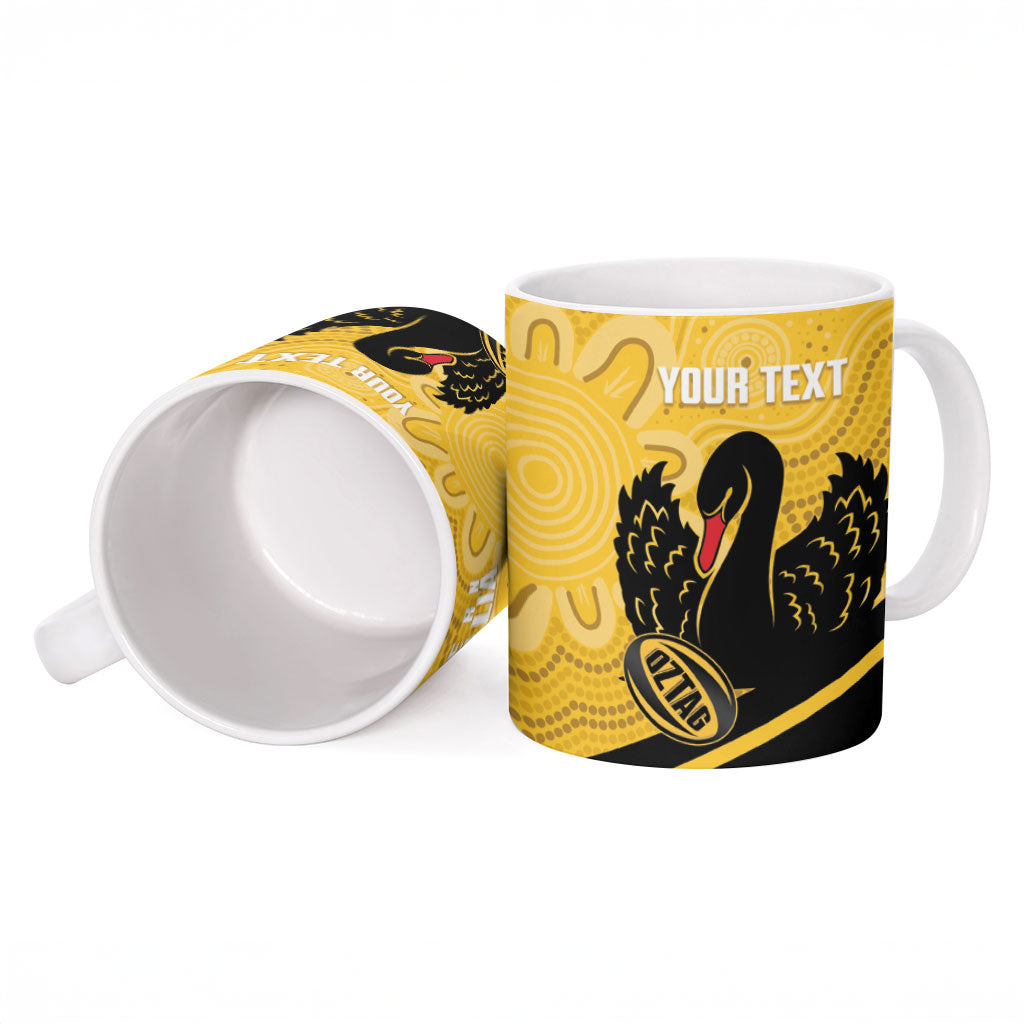 Western Australia Oztag Custom Ceramic Mug WA Black Swan Indigenous Art
