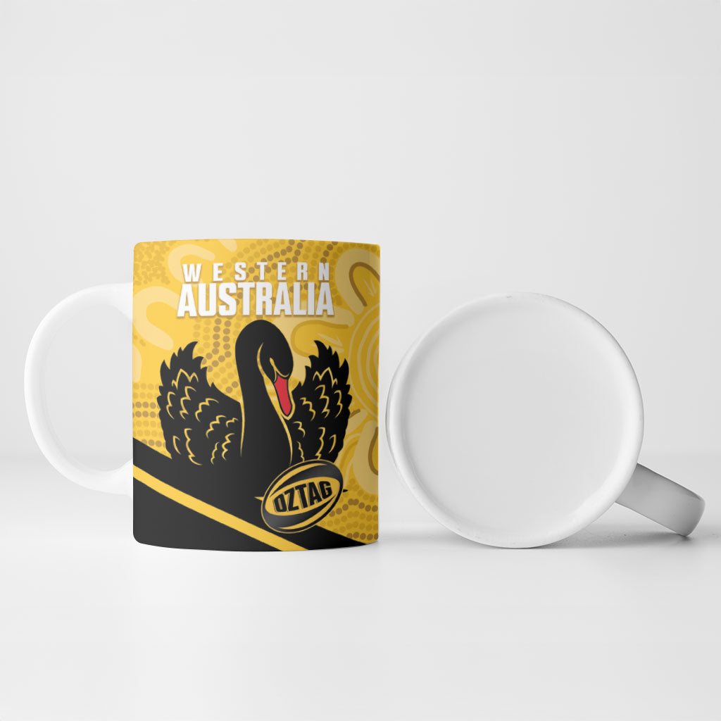 Western Australia Oztag Custom Ceramic Mug WA Black Swan Indigenous Art