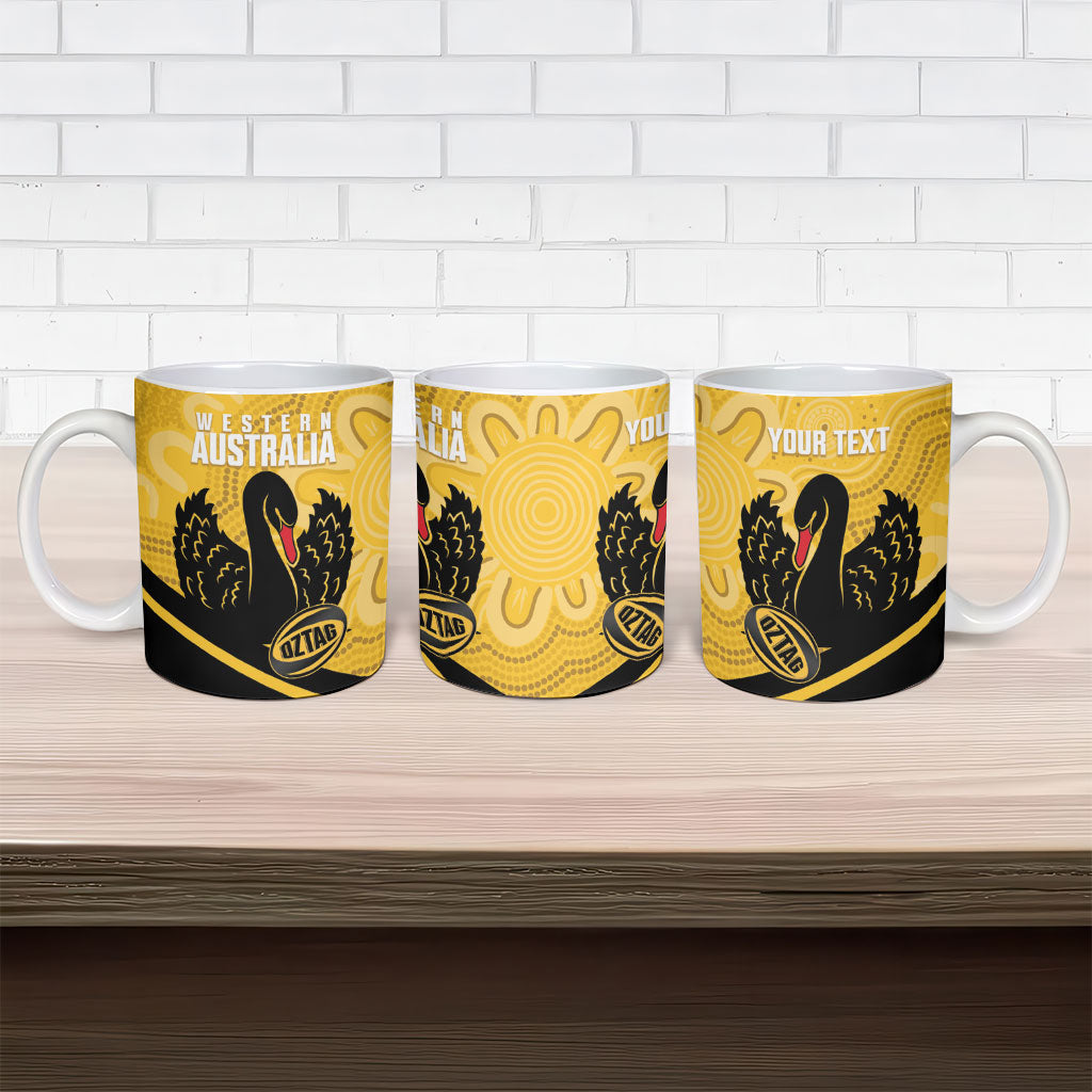 Western Australia Oztag Custom Ceramic Mug WA Black Swan Indigenous Art