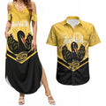 Western Australia Oztag Custom Couples Matching Summer Maxi Dress and Hawaiian Shirt WA Black Swan Indigenous Art