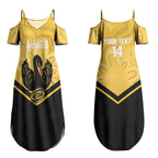 Western Australia Oztag Custom Couples Matching Summer Maxi Dress and Hawaiian Shirt WA Black Swan Indigenous Art