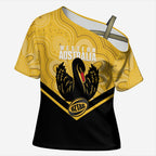 Western Australia Oztag Custom Cross Shoulder Shirt WA Black Swan Indigenous Art
