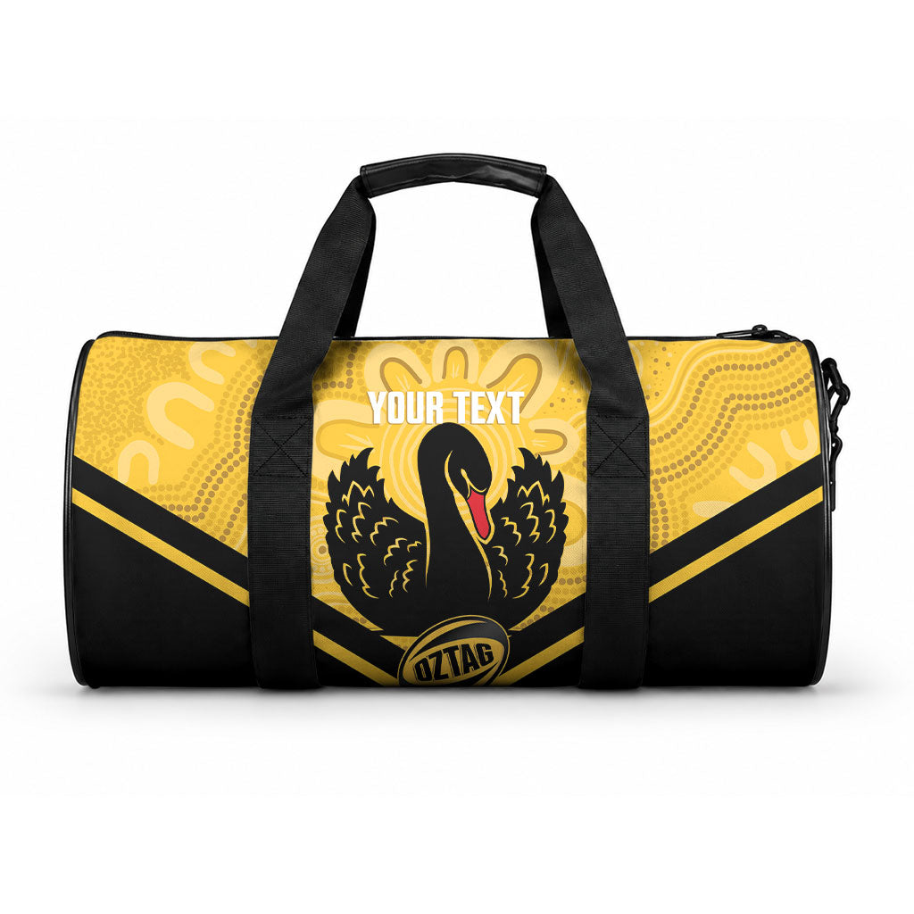 Western Australia Oztag Custom Duffle Bag WA Black Swan Indigenous Art