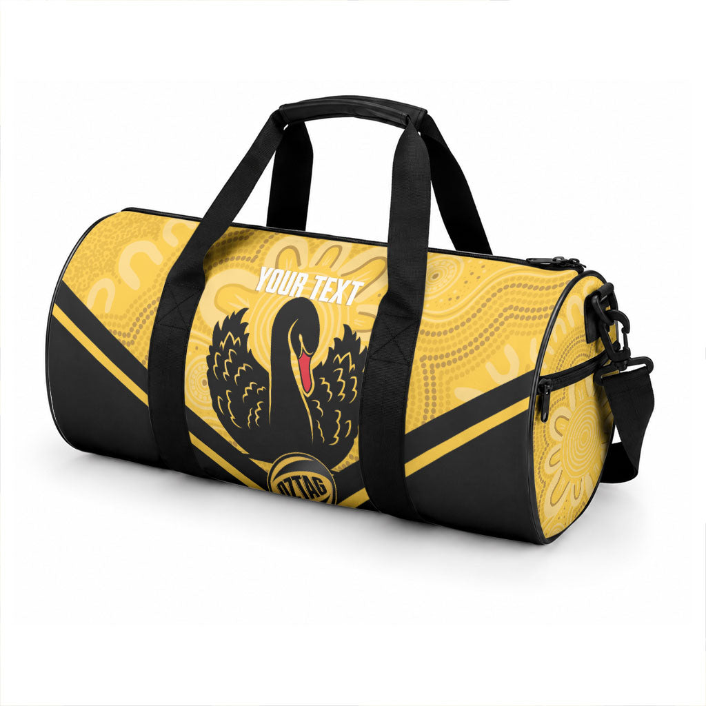 Western Australia Oztag Custom Duffle Bag WA Black Swan Indigenous Art