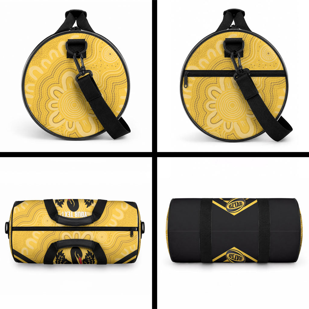 Western Australia Oztag Custom Duffle Bag WA Black Swan Indigenous Art