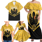 Western Australia Oztag Custom Family Matching Off Shoulder Maxi Dress and Hawaiian Shirt WA Black Swan Indigenous Art