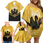 Western Australia Oztag Custom Family Matching Off Shoulder Short Dress and Hawaiian Shirt WA Black Swan Indigenous Art