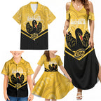 Western Australia Oztag Custom Family Matching Summer Maxi Dress and Hawaiian Shirt WA Black Swan Indigenous Art