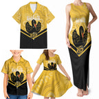Western Australia Oztag Custom Family Matching Tank Maxi Dress and Hawaiian Shirt WA Black Swan Indigenous Art