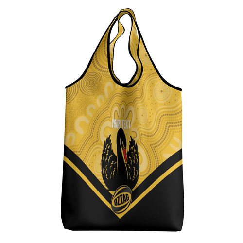 Western Australia Oztag Custom Grocery Bag WA Black Swan Indigenous Art