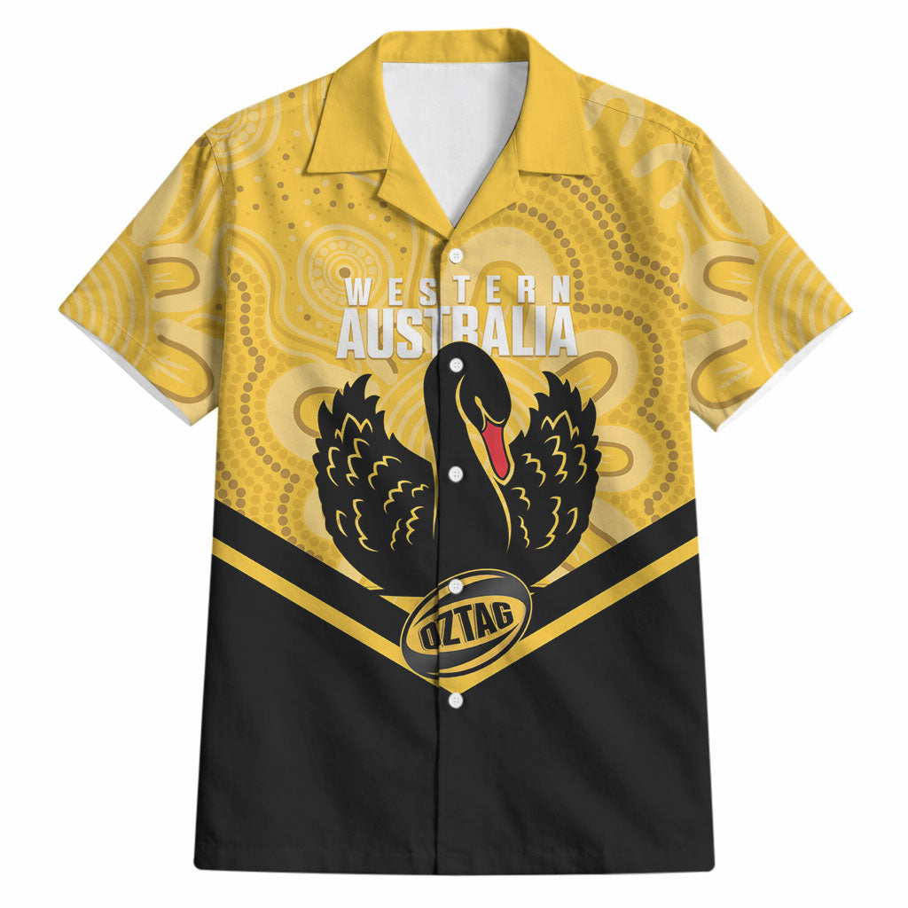 Western Australia Oztag Custom Hawaiian Shirt WA Black Swan Indigenous Art