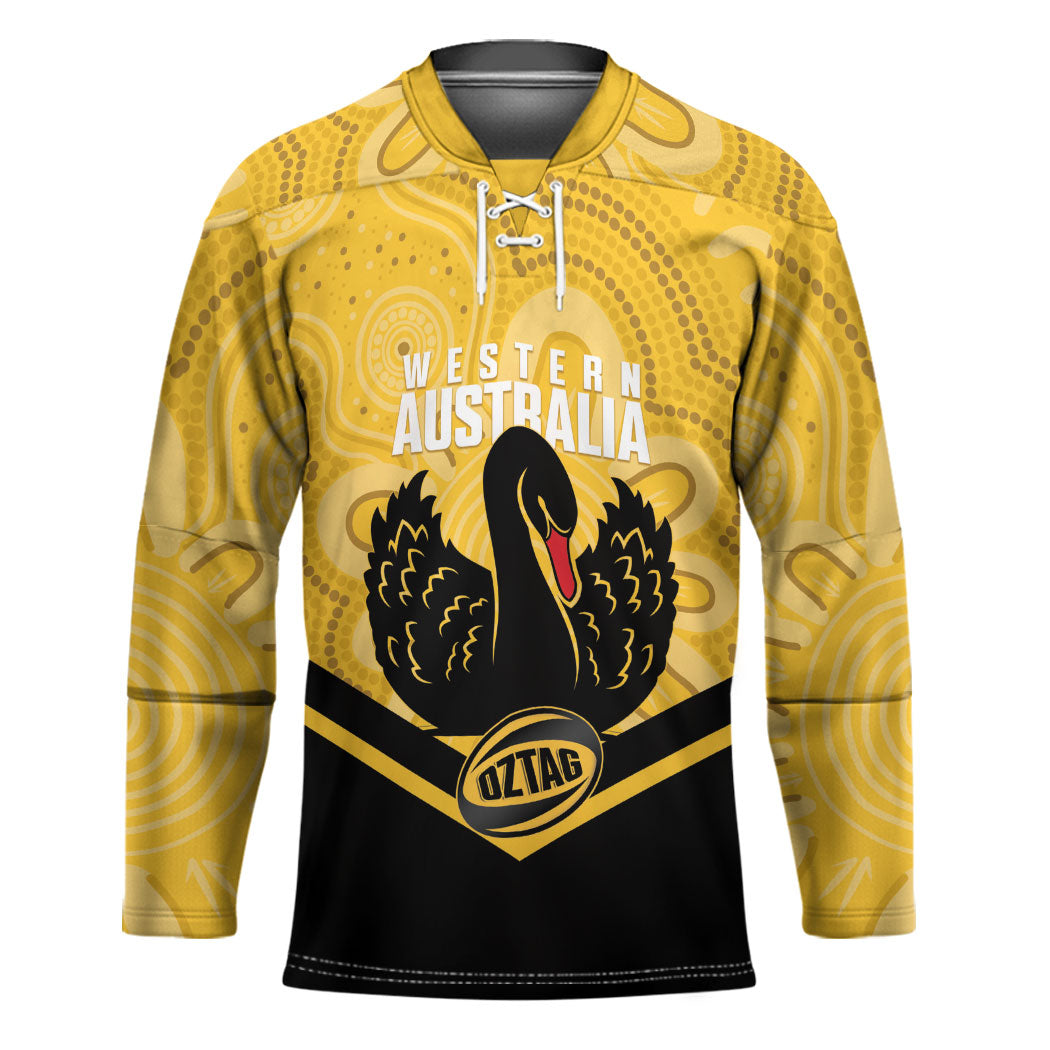 Western Australia Oztag Custom Hockey Jersey WA Black Swan Indigenous Art