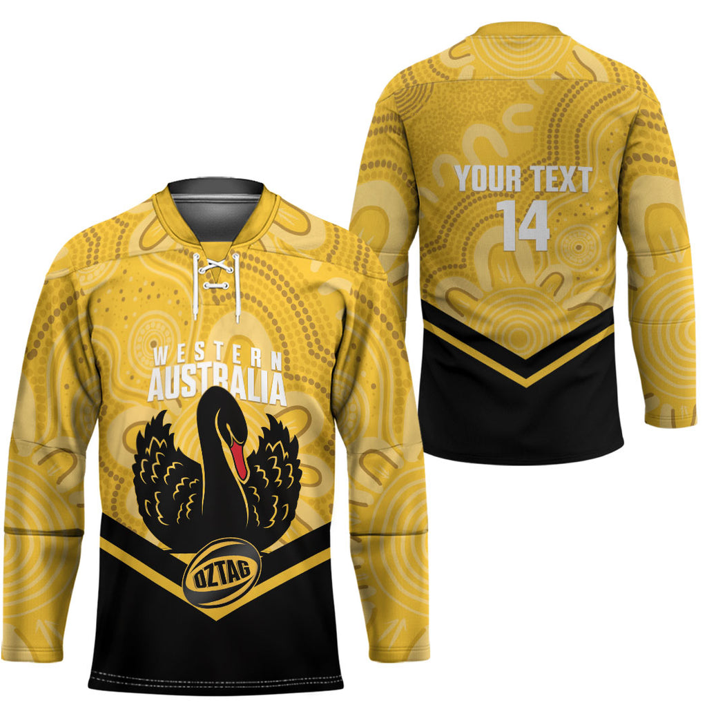 Western Australia Oztag Custom Hockey Jersey WA Black Swan Indigenous Art