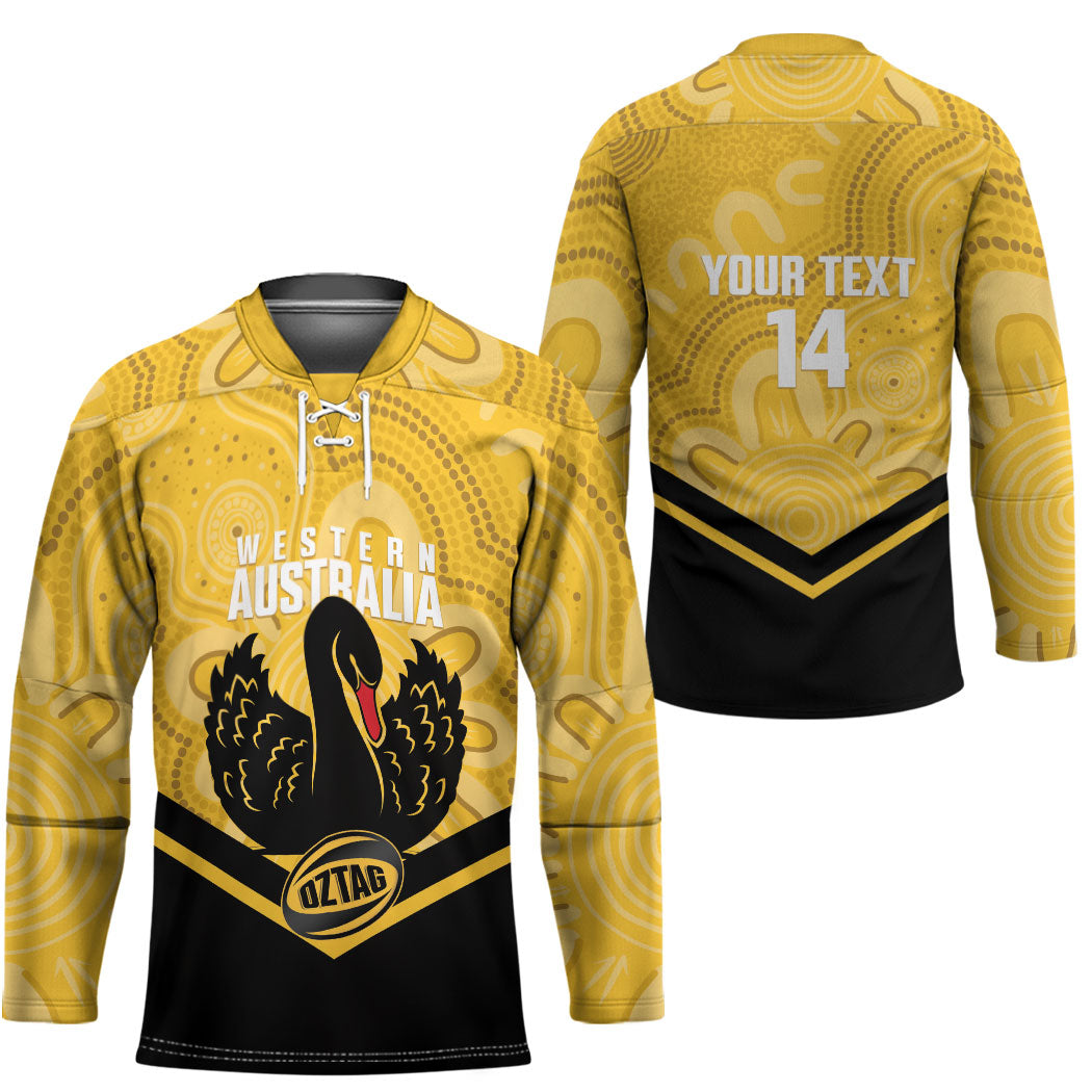 Western Australia Oztag Custom Hockey Jersey WA Black Swan Indigenous Art