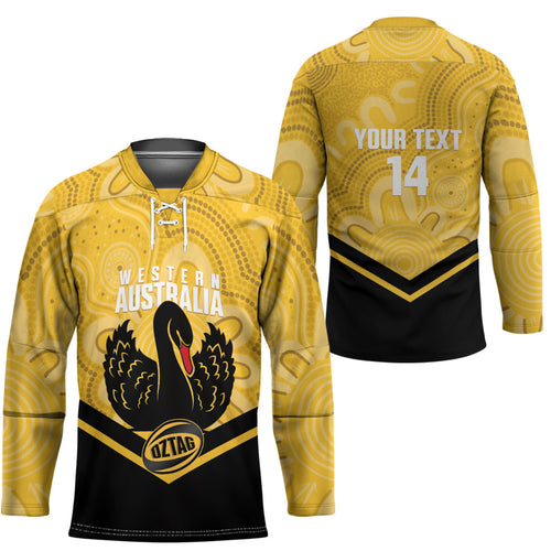 Western Australia Oztag Custom Hockey Jersey WA Black Swan Indigenous Art