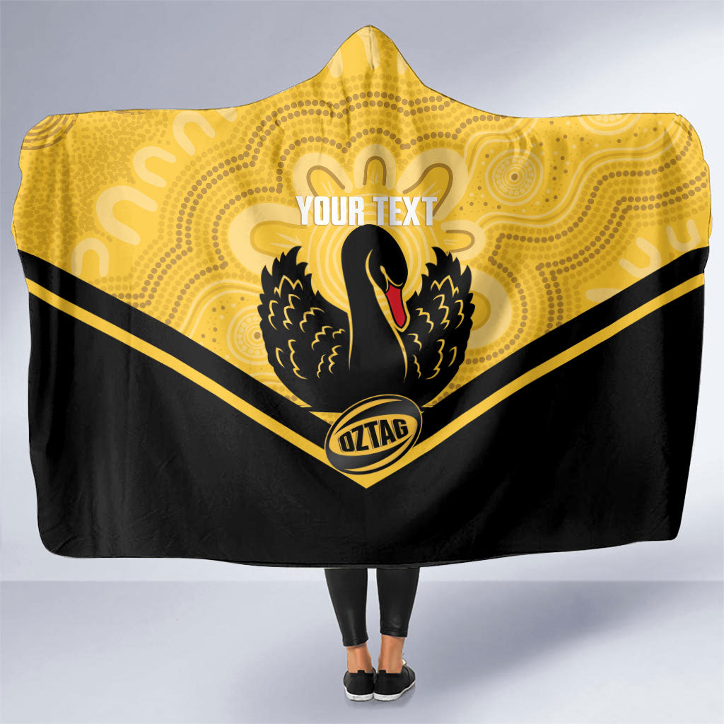 Western Australia Oztag Custom Hooded Blanket WA Black Swan Indigenous Art