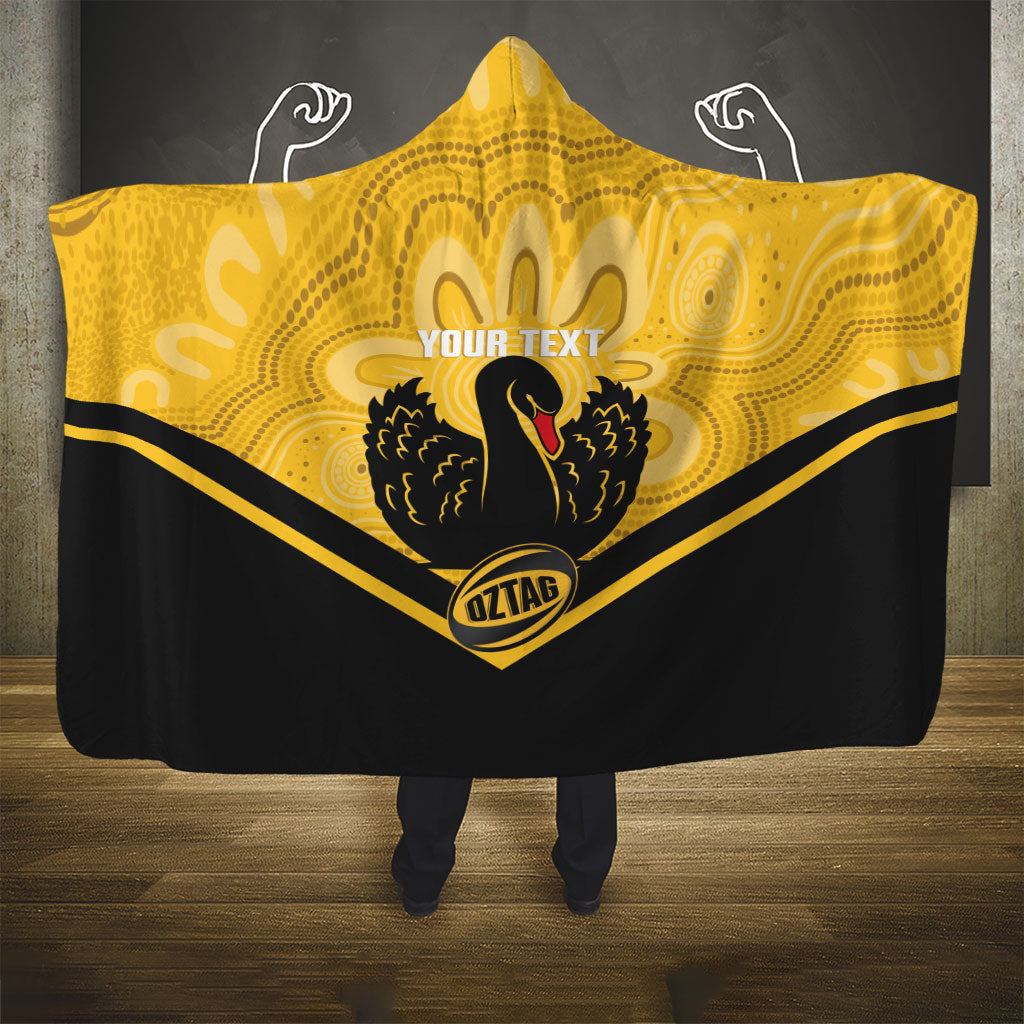 Western Australia Oztag Custom Hooded Blanket WA Black Swan Indigenous Art