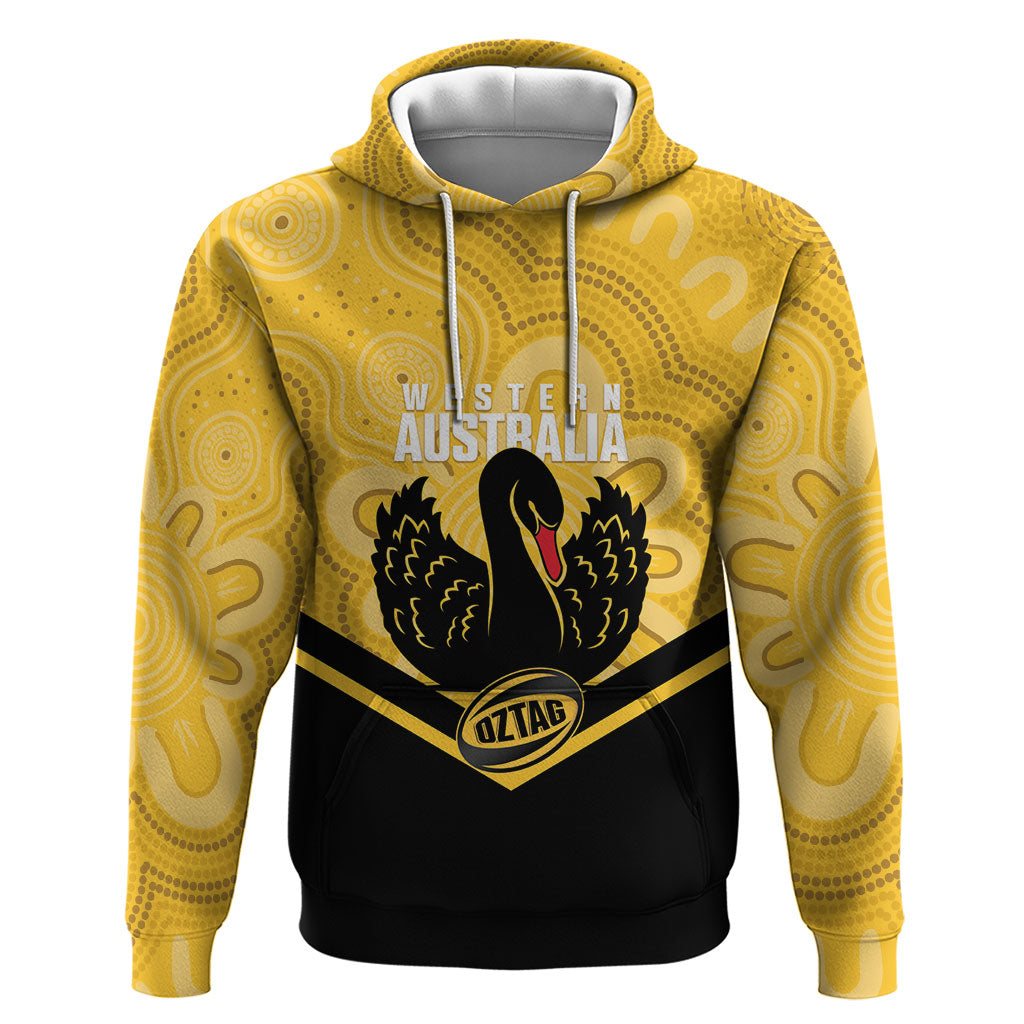 Western Australia Oztag Custom Hoodie WA Black Swan Indigenous Art