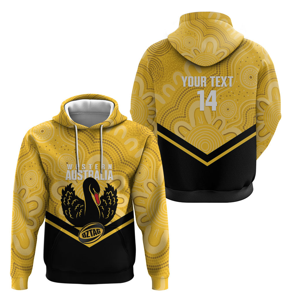 Western Australia Oztag Custom Hoodie WA Black Swan Indigenous Art