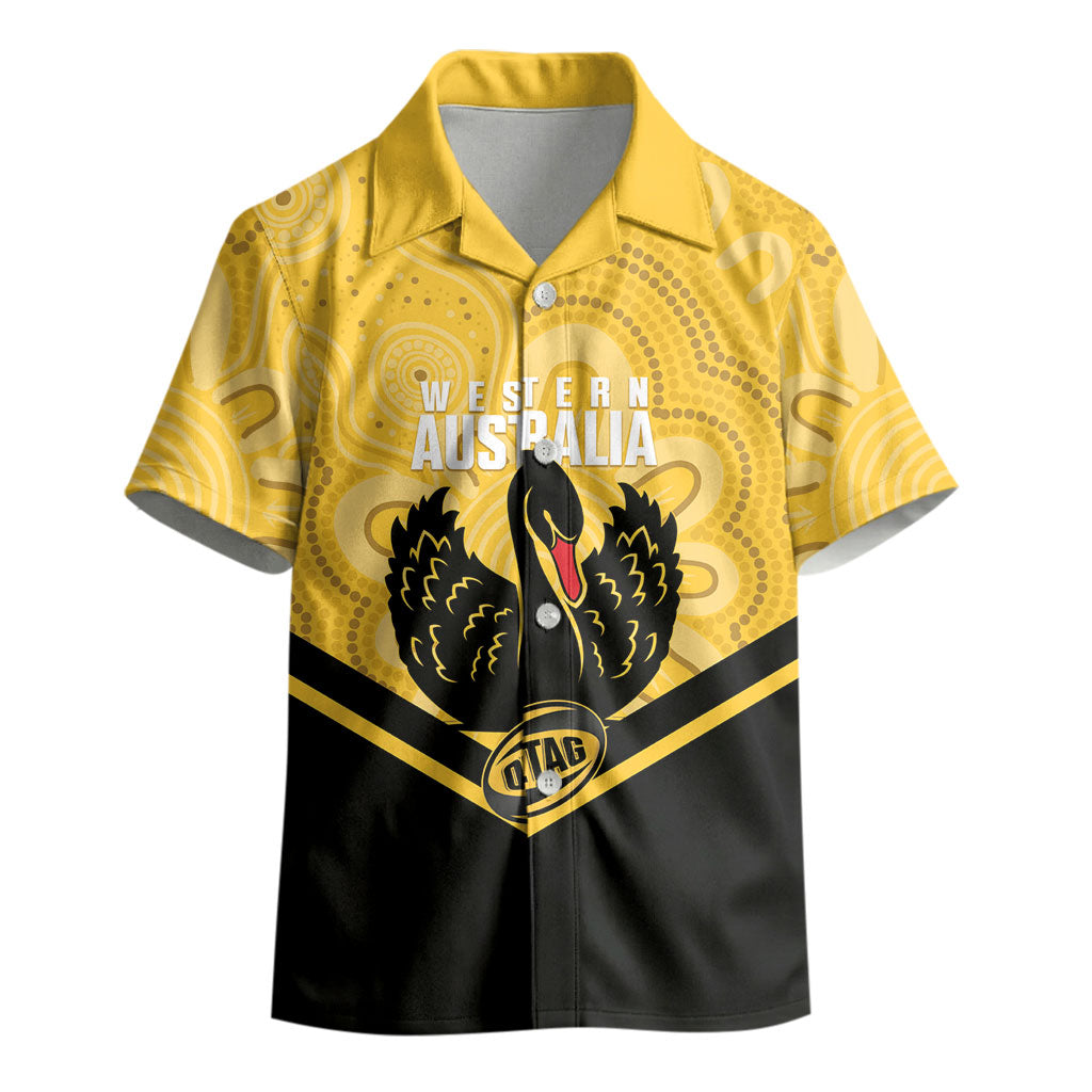 Western Australia Oztag Custom Kid Hawaiian Shirt WA Black Swan Indigenous Art