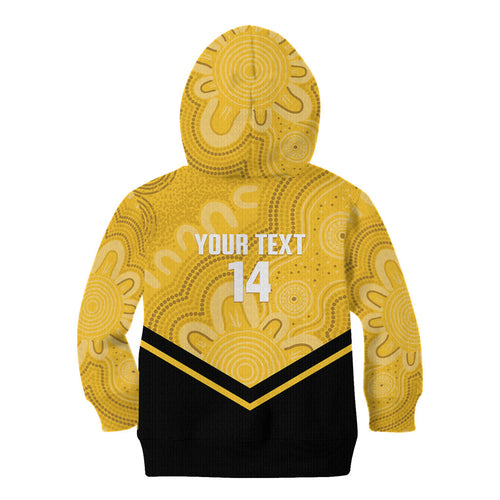 Western Australia Oztag Custom Kid Hoodie WA Black Swan Indigenous Art