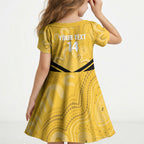 Western Australia Oztag Custom Kid Short Sleeve Dress WA Black Swan Indigenous Art