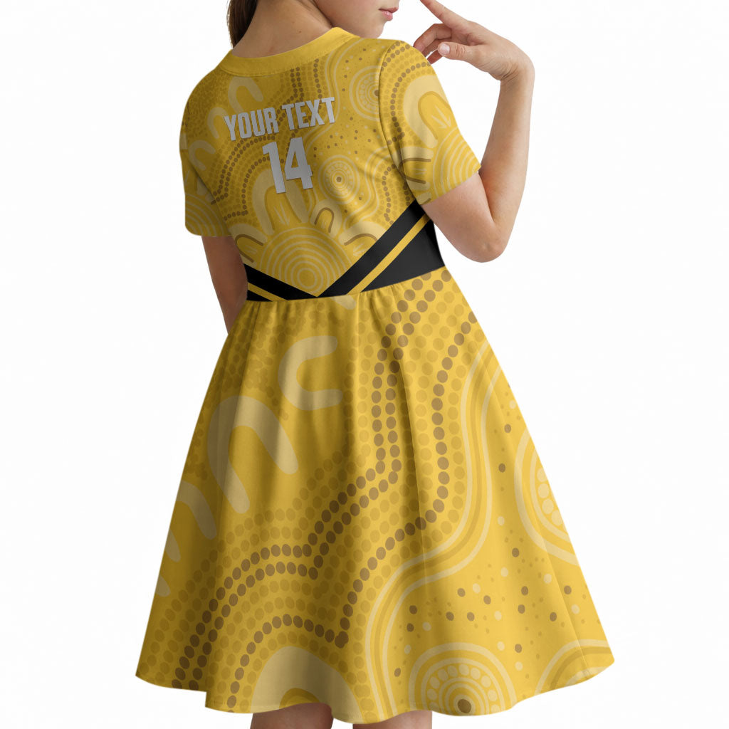 Western Australia Oztag Custom Kid Short Sleeve Dress WA Black Swan Indigenous Art