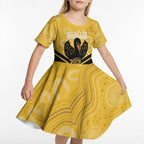 Western Australia Oztag Custom Kid Short Sleeve Dress WA Black Swan Indigenous Art