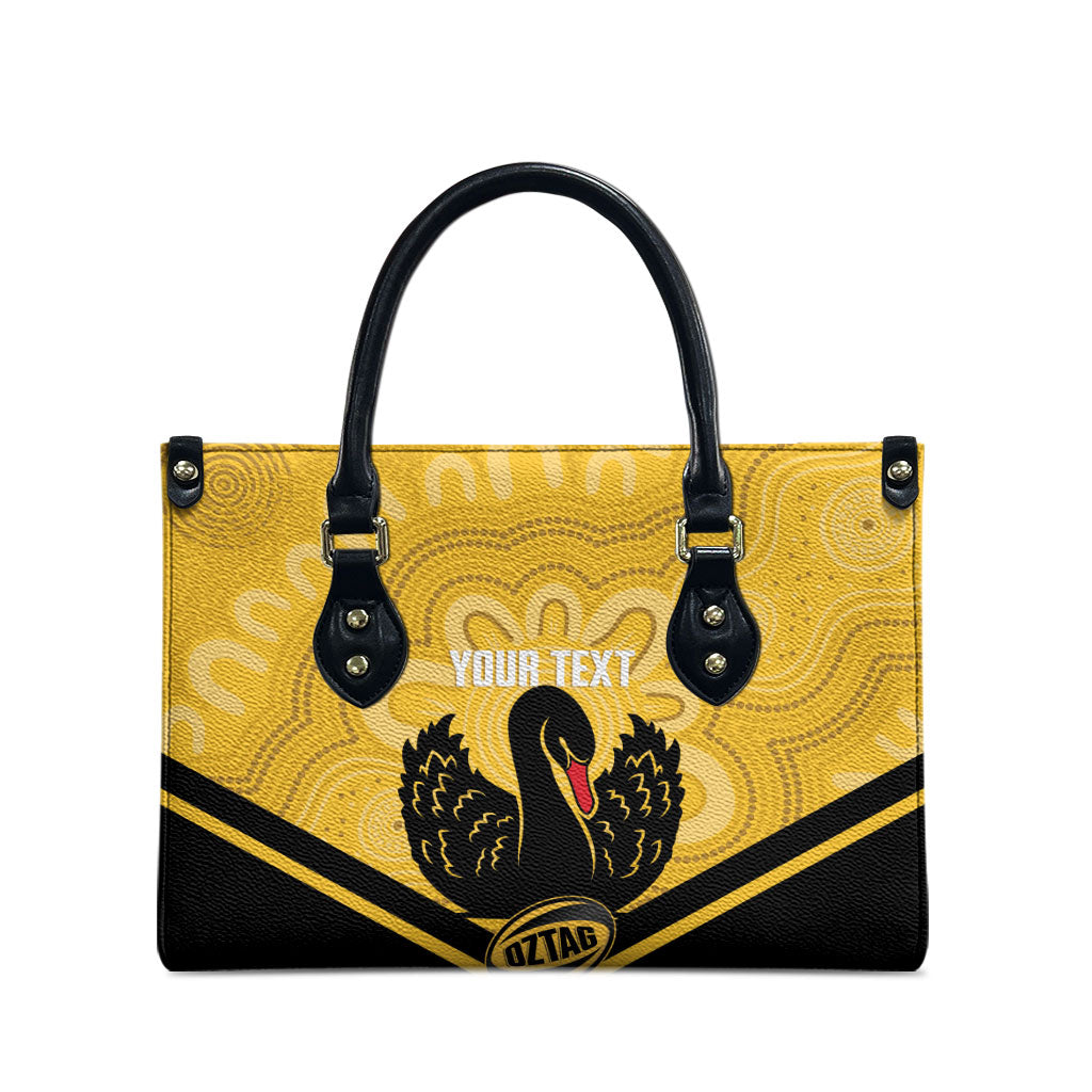 Western Australia Oztag Custom Leather Bag WA Black Swan Indigenous Art
