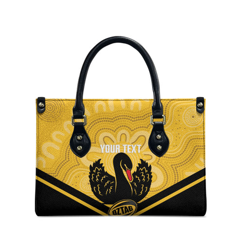 Western Australia Oztag Custom Leather Bag WA Black Swan Indigenous Art
