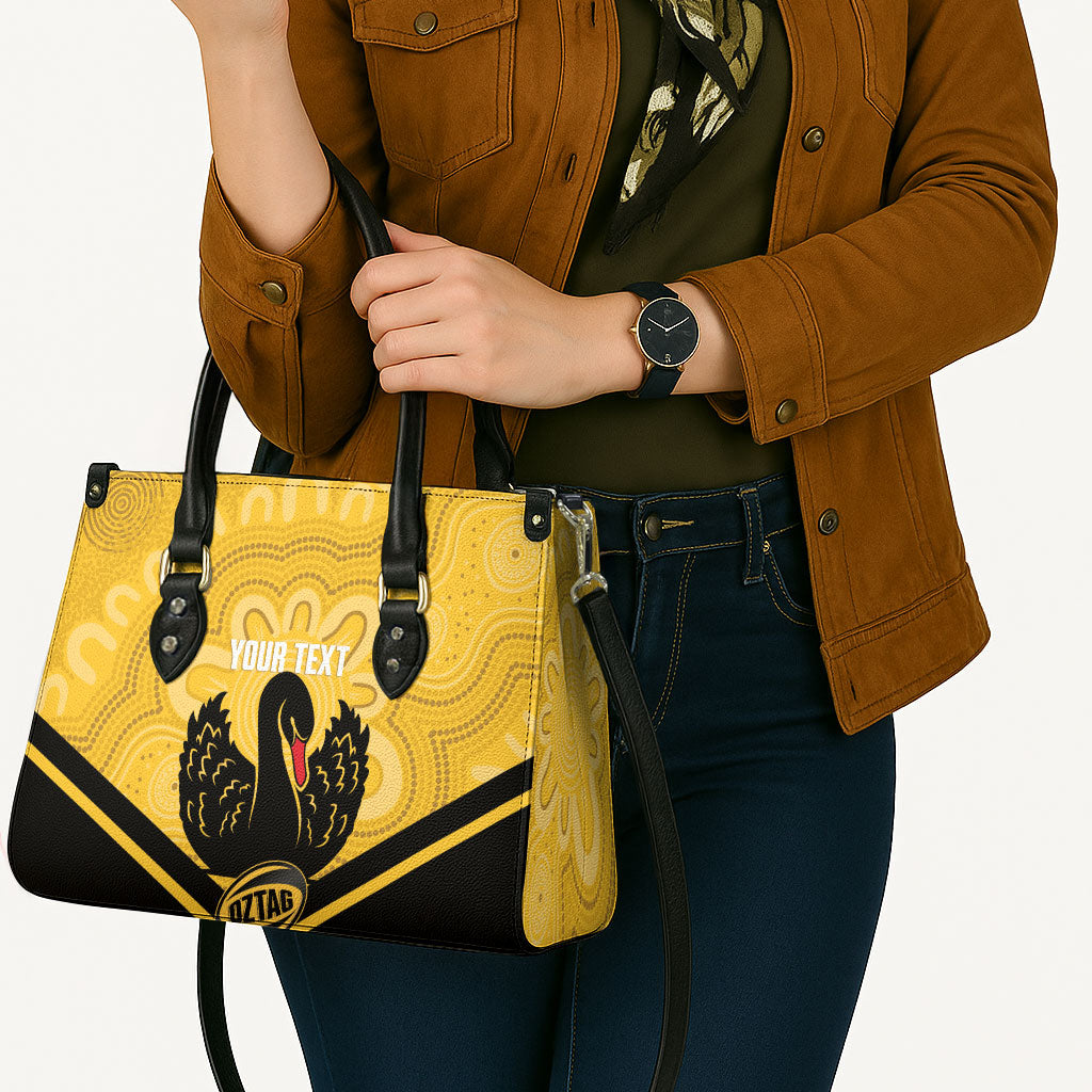 Western Australia Oztag Custom Leather Bag WA Black Swan Indigenous Art